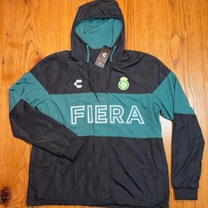 Club Leon FC Charly Full Zip Jacket Mens XL Black Green Hoodie Futbol Soccer NWT